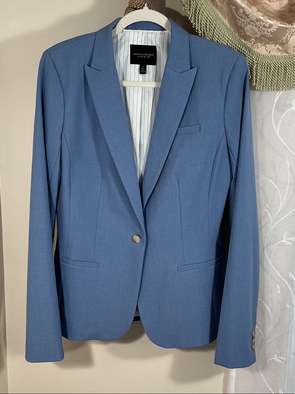 NWOT Banana Republic Light Blue Women's Single Button Blazer Jacket Sz 10 Tall